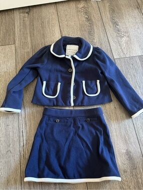 Janie and Jack Navy Blue Two-Piece Matching Set with White Trim
